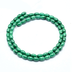 Malachite Natural Malachite Beads Strands, Rice, 6x4~4.5mm, Hole: 0.6mm, about 64pcs/strand, 15.35 inch(39cm)