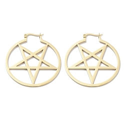 Золотой 304 кольцо из нержавеющей стали с серьгами-кольцами в форме звезды для женщин, золотые, 48x44x1~2 мм