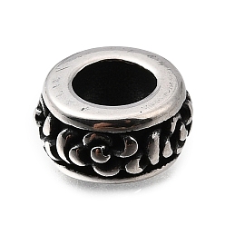 Античное Серебро 304 из нержавеющей стали европейские шарики, бусины с большим отверстием, рондель, античное серебро, 10.5x5.5 мм, отверстие : 5.5 мм