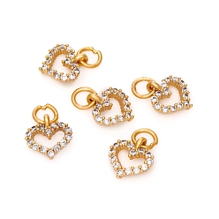 Без Покрытия Гальванические латунные микропаве из кубического циркония, с целью перехода в кольце, сердце, прозрачные, сырой (без покрытия), 8x7x1.5 мм, отверстие : 2.5 мм