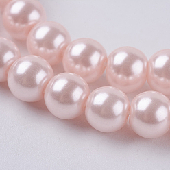 Pink Eco-Friendly Dyed Glass Pearl Round Beads Strands, Grade A, Cotton Cord Threaded, Pink, 6mm, Hole: 0.7~1.1mm, about 72pcs/strand, 15 inch