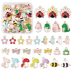 (52) Непрозрачная лаванда 60 шт 30 стиль подвески из сплава эмали, смешанный, разноцветные, 11~22x13~21x2~3.5 мм, отверстие : 1.8~2.5 мм, 2 шт / стиль