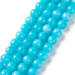 Белый Нефрит Натуральный белый нефрит имитация амазонит бисера пряди, круглые, окрашенные, 10 мм, отверстие : 1 мм, около 38 шт / нитка, 14.96 дюйм (38 см)