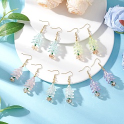 (52) Непрозрачная лаванда Акриловые серьги-подвески в виде цветка, со стеклянными бусинами и 304 крючками для сережек из нержавеющей стали, золотые, разноцветные, 57.5x16.5 мм