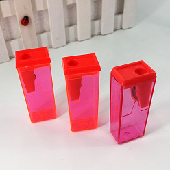 Красный Пластиковые точилки карандашей, для офиса, школы и повседневных товаров, кубоид, красные, 6x2.3x1.5 см