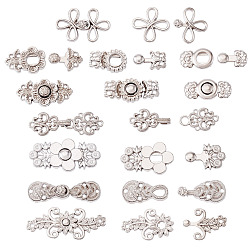 Платина 16 пары 8 стильные литые регулируемые булавки для джинсов, подтяжка талии, швейные застежки для аксессуаров к одежде, платина, 27~47x12.5~20.5x2.5~5 мм, 2 пары / стиль