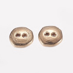 Light Gold 2-Hole Alloy Buttons, Long-Lasting Plated, Light Gold, 10x10x2mm, Hole: 1.5mm