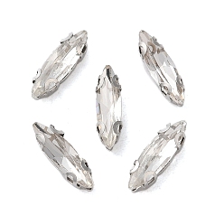 Прозрачный Конский глаз пришить стразами, многожильных ссылки, стекло горный хрусталь, с настройками зубцов из нержавеющей стали, аксессуары для одежды, граненые, прозрачные, 11x3x3.2 мм, отверстие : 0.8 мм