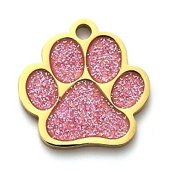 Фламинго 304 подвески из нержавеющей стали, с блестящей эмалью, очарование отпечатка лапы, золотые, фламинго, 15.5x15.5x1.5 мм, отверстие : 1.6 мм