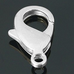 Silver Eco-Friendly Brass Lobster Claw Clasps, Cadmium Free & Nickel Free & Lead Free, Silver Color Plated, 19.5x10.5x4mm, Hole: 2mm