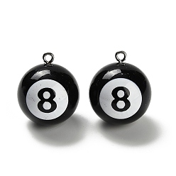 Черный Спортивные подвески из ПВХ, бильярд, с железной платиной петлей, чёрные, 31.5x26.5 мм, отверстие : 2.5 мм