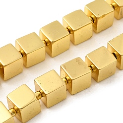 с Золотистым Покрытием Стеклянные бусины с гальваническим покрытием , кубические, с золотым покрытием, 8~8.5x8~8.5x8~8.5 мм, отверстие : 1.2 мм, около 40 шт / нитка, 15.75'' (40 см)