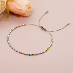 Темно-Серый Стеклянные бусины плетеные браслеты из бисера, Браслеты из плетеного синтетического волокна для женщин, темно-серый, 11.02 дюйм (28 см)