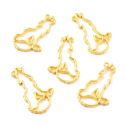 Золотой Подвесные подвески из сплава, для diy уф смолы, эпоксидная смола, Прессованные цветочные украшения, без кадмия и без свинца, волк, золотые, 42x25.5x2.5 мм, отверстие : 2 мм