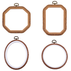 Mixed Shapes 4 шт. 4 стили пластиковые пяльцы для вышивки крестом, имитация дерева, аксессуары для швейных инструментов, разнообразные, 143.5~172x113.5~139.5x8.5~9.5 мм, 1 шт / стиль