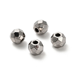 Нержавеющая Сталь Цвет 304 из нержавеющей стали бусы, круглые, алмазная огранка, цвет нержавеющей стали, 4.5x4 мм, отверстие : 1.4 мм