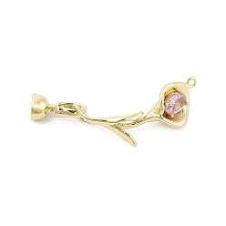 Настоящее золото 18K Латунные микро проложить кубического циркония раз за застежками, без кадмия, без никеля и без свинца, цветок, реальный 18 k позолоченный, 50 мм