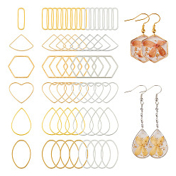 (52) Непрозрачная лаванда 120шт 12 латунные соединительные кольца, разноцветные, 15~26x6~22.5x0.9~1 мм, 10 шт / стиль