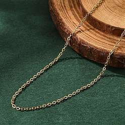 Золотой 304 ожерелье нержавеющей стали, кабельные цепи, с омаром застежками, золотые, 18.5 дюйм (47 см), 1 мм, Перейти кольцо: 3.5x0.5 мм