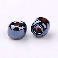 Black 12/0 Glass Seed Beads, Metallic Colours, Black, 2mm, Hole: 1mm, about 30000pcs/pound