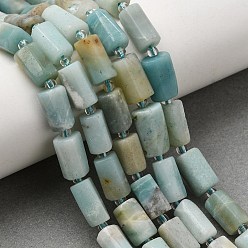 Amazonite Natural Amazonite Beads Strands, Faceted Column, with Seed Beads, 12~12.5x6~8x6~8mm, Hole: 0.9~1mm, about 29pcs/strand, 15.94''(40.5cm)