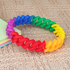 Farbig Regenbogenfarbene, geflochtene Silikon-Stretcharmbänder für Männer, Farbig, 7.95 Zoll (20.2 cm)