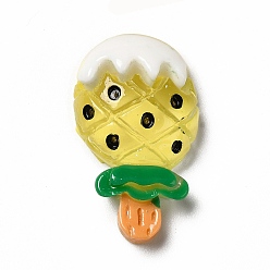 Ананас Кабошоны из полупрозрачной смолы, имитация еды, декодирование, играть в еду, лед на палочке, желтые, узор ананаса, 28.5x17x8 мм