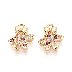 Камелия Латунные микро проложить кубического циркония прелести, перчатки, долговечный, без никеля , реальный 18 k позолоченный, камелия, 11x9.5x2.5 мм, отверстие : 1.4 мм