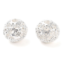 Серебро Полые шарики сплава, круглые, серебряные, 8.5x7 мм, отверстие : 1.8 мм