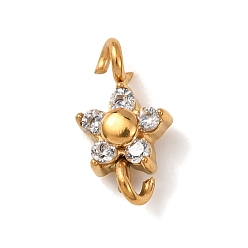 Прозрачный 304 Соединительные элементы из нержавеющей стали в виде звездочек с кубическим цирконием, золотые, прозрачные, 10.5x5.5x2.5 мм, отверстие : 1.4 мм