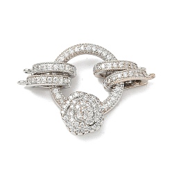 Платина Латунное микропейв, прозрачный кубический цирконий, складные застежки, без кадмия, без никеля и без свинца, кольцо и роза, платина, 33 мм