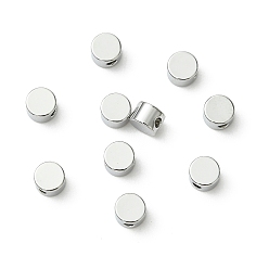 Plaqué Platine Véritable Perles en laiton shegrace, sans cadmium et sans nickel et sans plomb, plat rond, Platine plaqué, 4x3mm, Trou: 1.2mm