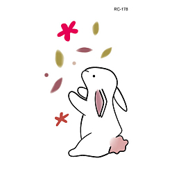 Rabbit Anmial Theme Removable Temporary Water Proof Tattoos Paper Stickers, Rabbit Pattern, 10.5x6cm
