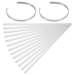 Нержавеющая Сталь Цвет 15шт. браслеты из нержавеющей стали, цвет нержавеющей стали, 16x0.4x0.2 см, отверстие : 2 мм