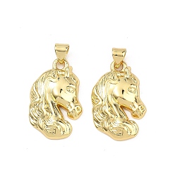 Настоящее золото 18K Латунные подвески, амулеты для лошадей, реальный 18 k позолоченный, 25x16x4 мм, отверстие : 3x2.5 мм