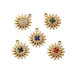 (52) Непрозрачная лаванда 304 подвески из микростразов из нержавеющей стали, солнечные чары, ионное покрытие (ip), реальный 18 k позолоченный, разноцветные, 13.5x11.5x2 мм, отверстие : 1 мм