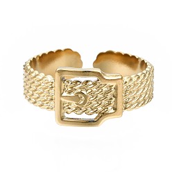 Oro 304 anillo de puño con forma de hebilla de cinturón de acero inoxidable, anillo grueso para mujer, dorado, tamaño de EE. UU. 6 3/4 (17.1 mm)