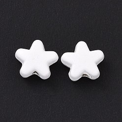 White Spray Painted Alloy Beads, Star, White, 7x8x3.5mm, Hole: 1~1.2mm