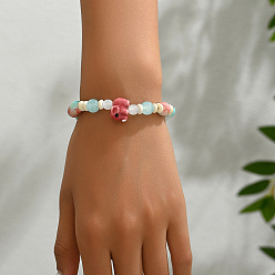 Светло-Вишневый Эластичные браслеты из синтетических драгоценных камней для женщин, слон, светло-вишневый, внутренний диаметр: 2-3/8 дюйм (6 см) ~ 3-1/8 дюйм (8 см)