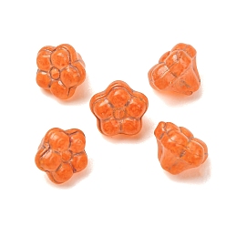 Coral Handmade Lampwork Bead Caps, Flower, Coral, 7x8.5x8.5mm, Hole: 1mm, about 240pcs/bag
