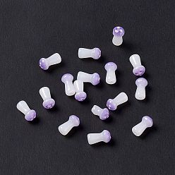 Средний Фиолетовый Непрозрачные стеклянные бусы, гриб, средне фиолетовый, 8x4.5 мм, отверстие : 1 мм, около 96~98 шт / упаковка