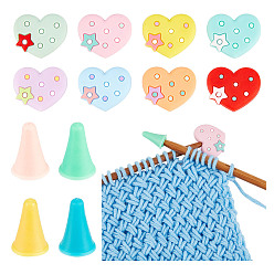 (52) Непрозрачная лаванда Силиконовые сердечки и синтетические резиновые конусы для спиц, вязальные игольные колпачки, разноцветные, Сердце: 24x28 mm, 16 шт, конус: 1.9x1.2см, отверстие : 2 мм, 24 шт