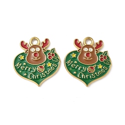 Олень 304 нержавеющей стальной эмали подвески, прелести рождественской тематики, ионное покрытие (ip), реальный 18 k позолоченный, олень, 24x22x2 мм, отверстие : 2.5 мм
