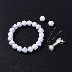 Howlite Natürliche howlite Perlen Armbänder dehnen, mit elastischem Faserdraht und Verpackungsbox, 2-1/8 Zoll (5.3~5.4 cm)