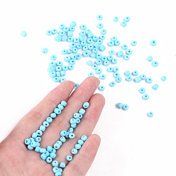 Light Sky Blue Glass Seed Beads, Opaque Colours Seed, Small Craft Beads for DIY Jewelry Making, Round, Light Sky Blue, 4mm, Hole:1.5mm, about 4500pcs/pound