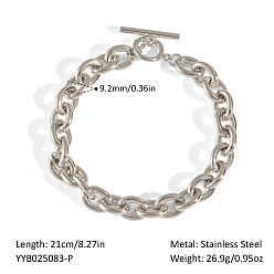 Нержавеющая Сталь Цвет 304 женские браслеты-цепочки из нержавеющей стали, с Переключить застежками, цвет нержавеющей стали, 8-1/4 дюйм (21 см)