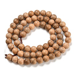BurlyWood Natural Wood Beads Strands, Round, BurlyWood, 8~8.5mm, Hole: 1.2mm, about 49pcs/strand, 15.7 inch(40cm)