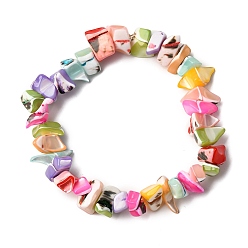 Разноцветный Браслеты из натуральных окрашенных бусин из ракушек трохид/трохус для женщин, самородки, красочный, внутренний диаметр: 2 дюйм (5 см)