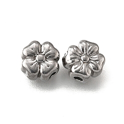 Нержавеющая Сталь Цвет 304 из нержавеющей стали бусы, цветок, анти-тускнение, цвет нержавеющей стали, 6.5x6.5x3 мм, отверстие : 1.2 мм