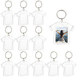 Clear Acrylic Keychain, with Iron Split Key Rings, Clothes, Clear, 87mm, Pendants: 56.5x37x4mm, 12sets/box